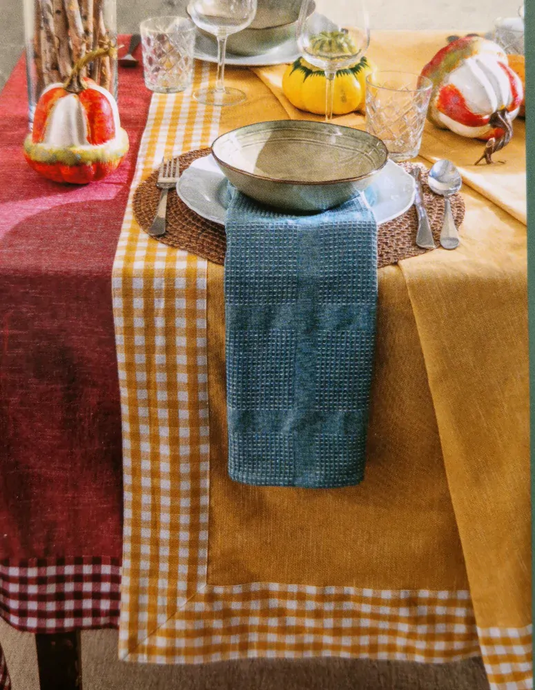 Amo La Casa Venkovský ubrus hnědé káro 140 x 180 cm