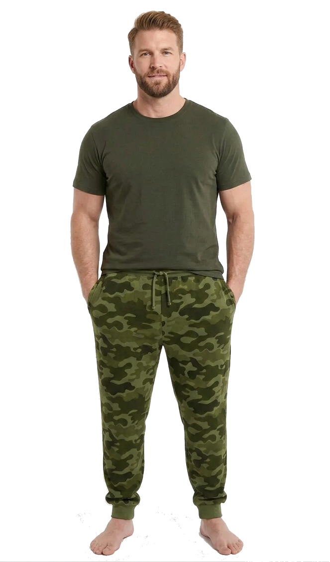 Nadměrmé maskáčové tepláky zelené 5XL