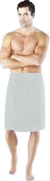 Saunový kilt pánský froté světle šedý 140 x 65 cm s kapsou