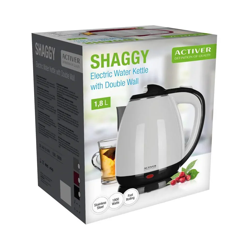 ACTIVER Varná konvice dvoustěnná SHAGGY černo-bílá