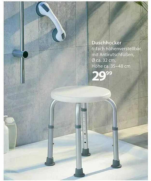Sprchová stolička s protiskluzovými nožičkami 35 - 48 cm