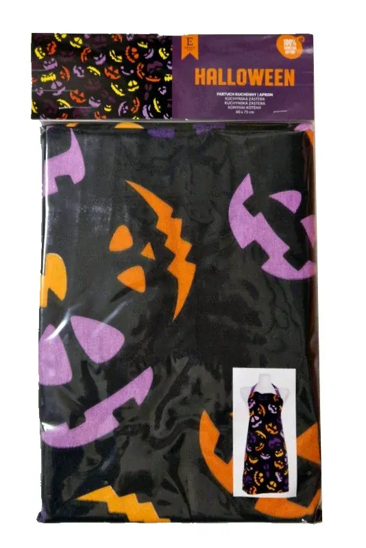 Halloweenská zástěra černá 60 x 75 cm bavlna