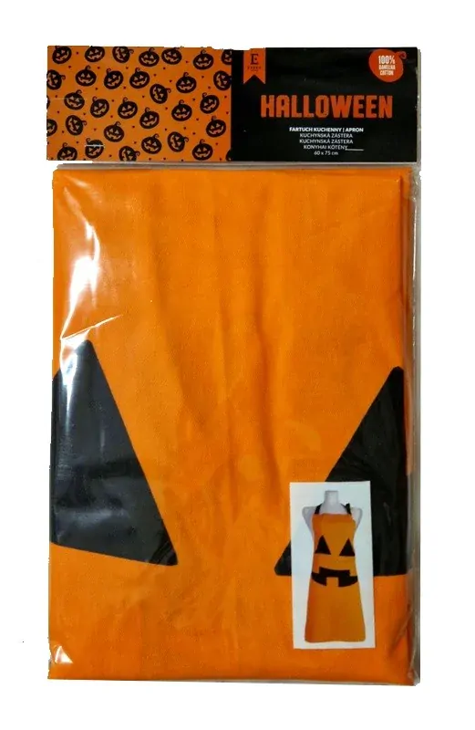 Halloweenská zástěra oranžová 60 x 75 cm bavlna