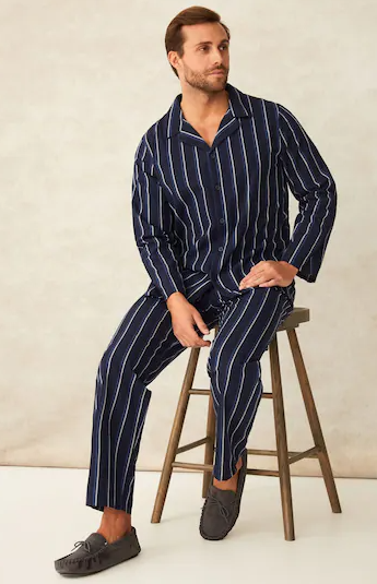 Pánské pyžamo bavlněné klasické plátěné