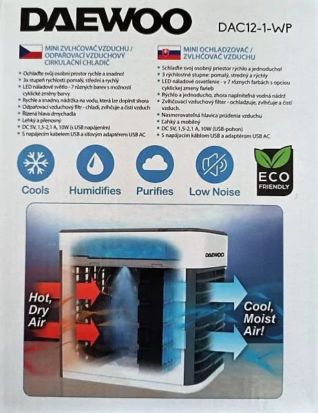 Přenosný ochlazovač vzduchu Air Cooler Ultra s LED světlem USB