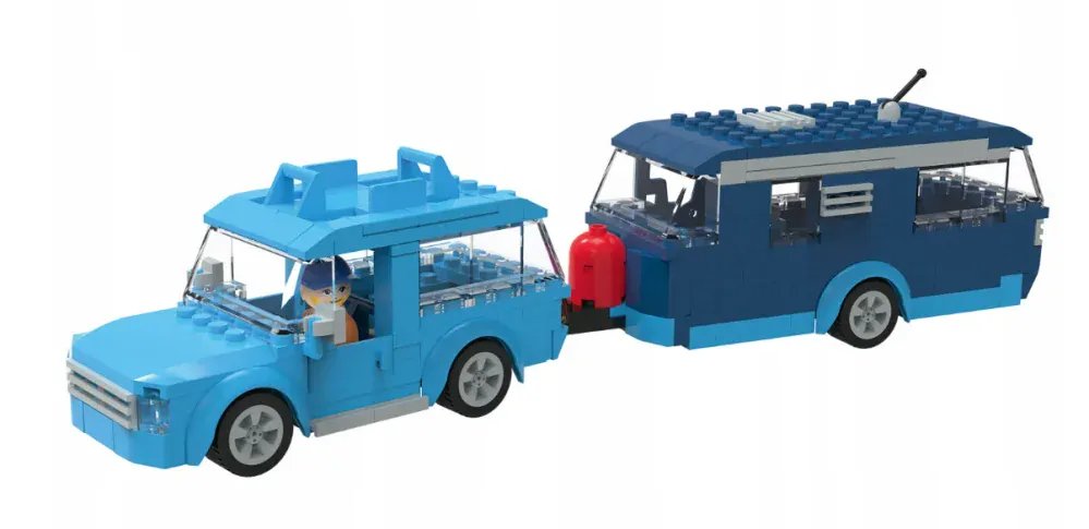 Clippys Stavebnice Karavan/sklápěcí nákladní auto/bufet  3v1 290 dílků 