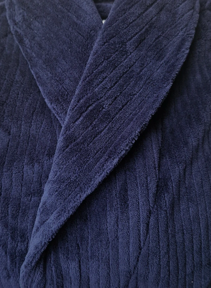 Pánský tmavě modrý župan se šálovým límcem M, L/XL