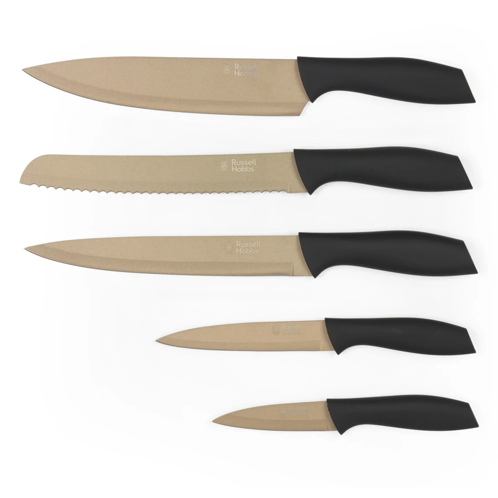 Russel Hobbs Sada 5 ks zlatých nožů ve stojanu