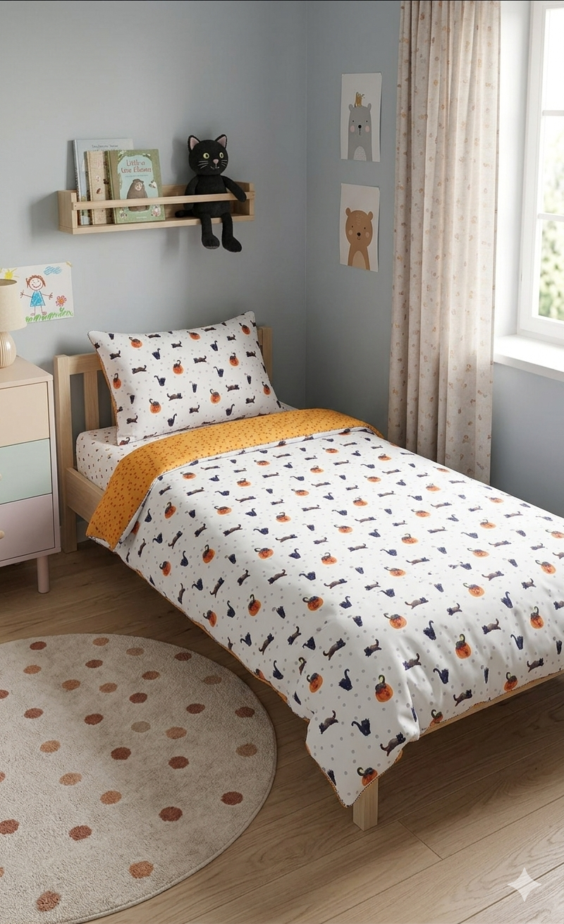 Povlečení Halloween kočky140x200, 70x90 cm