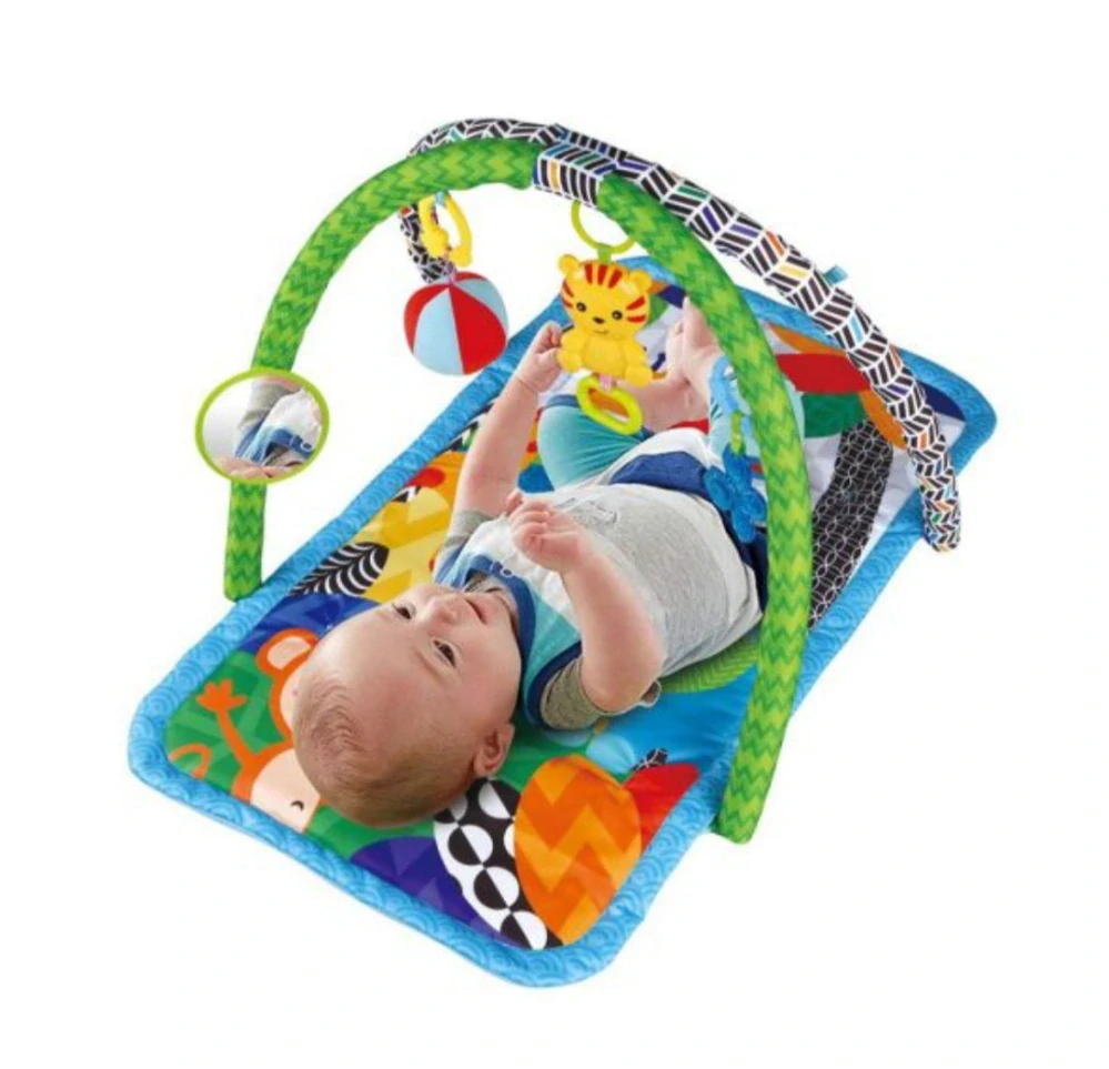 Dětská hrací deka s hrazdou modrozelená s melodií