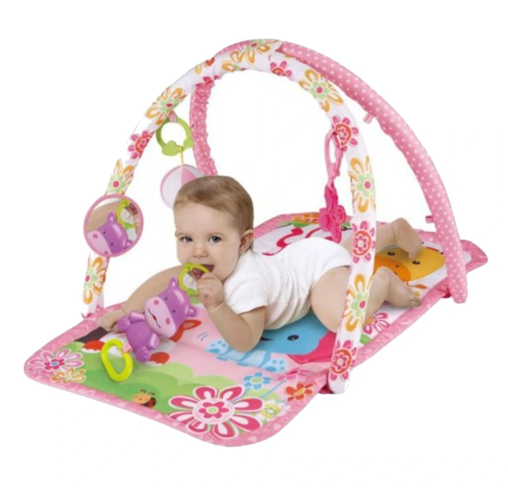 Dětská hrací deka s hrazdou růžová s melodií