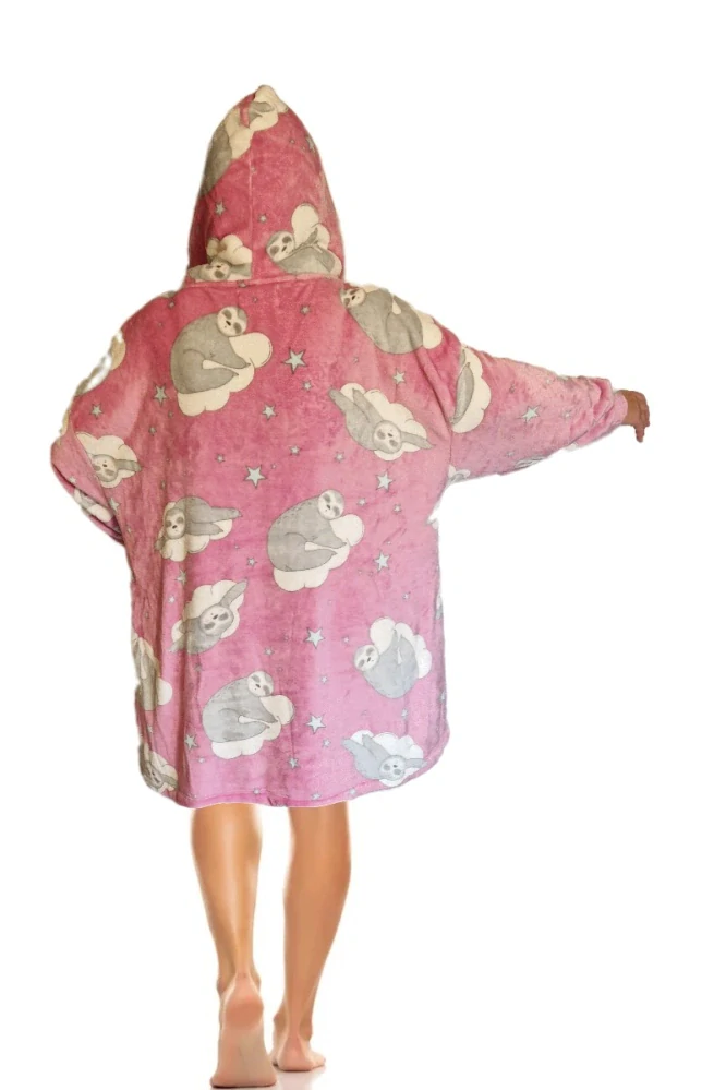 Dámské županové pončo lenochodi růžové UNI velikost