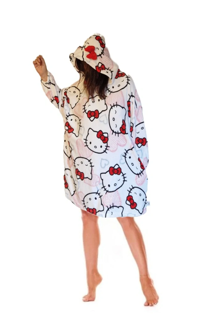 Dámské županové pončo Hello Kitty růžové UNI velikost