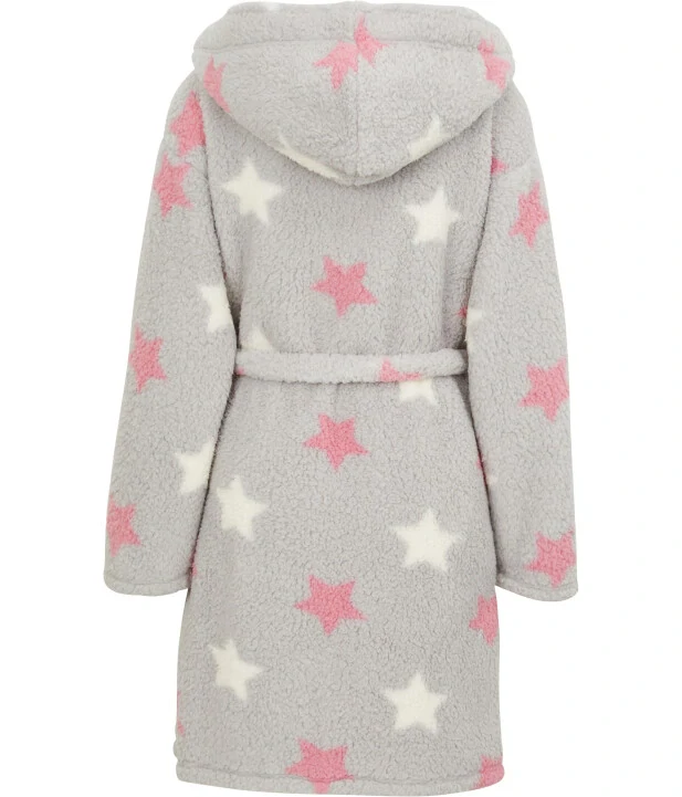 Fleecový dámský župan světle šedý s kapucí S, M, L