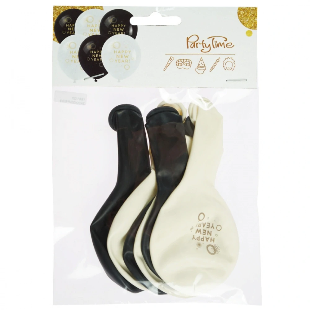 Balónky zlatým potiskem Happy New Year 6 ks