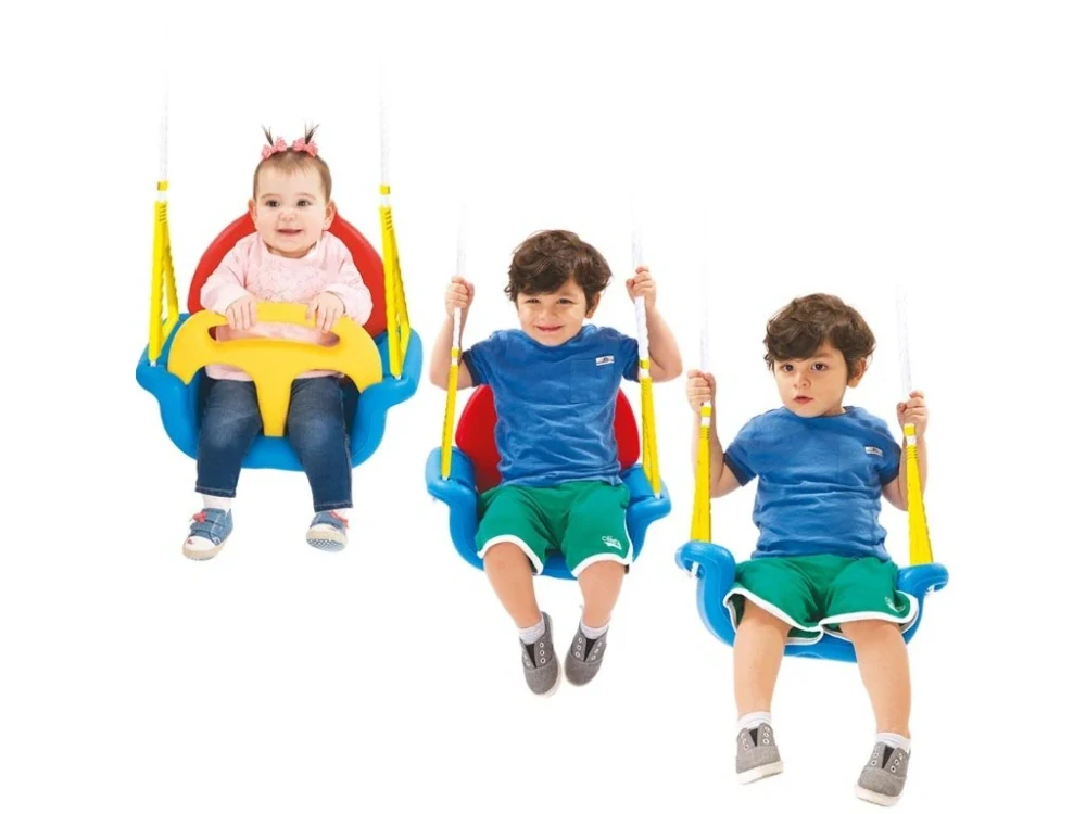 DOLU Rostoucí dětská houpačka 3 v 1 červeno/modro/žlutá