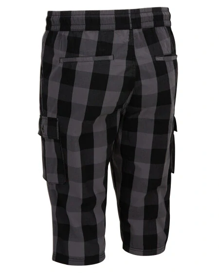 Bermudy Cargo černá kostka BAVLNA 4XL