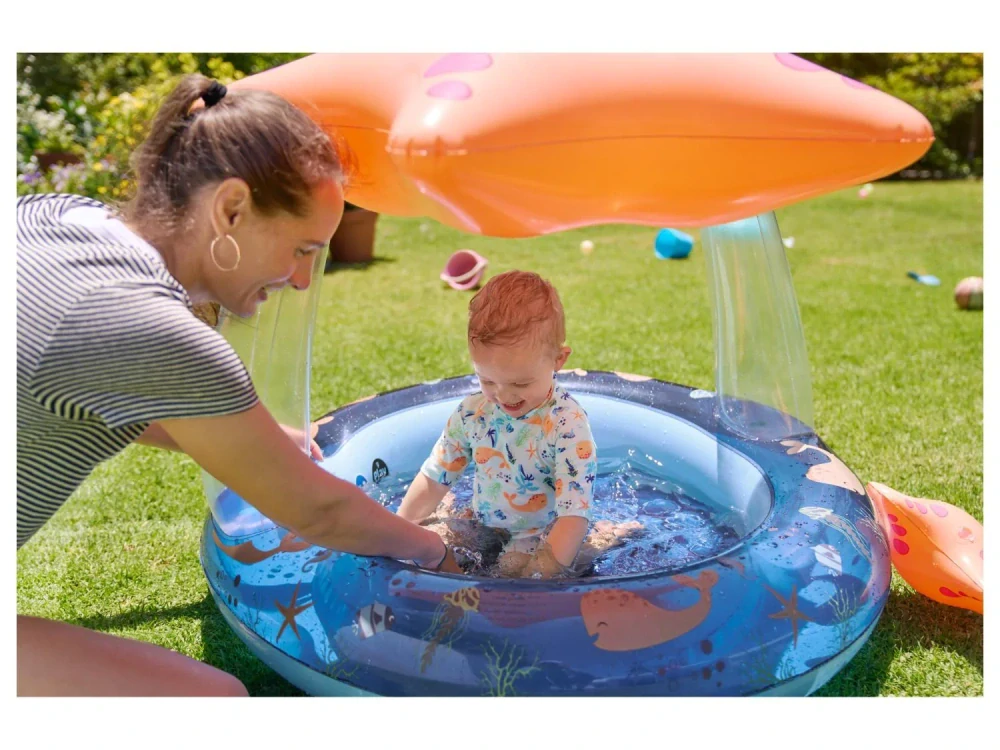 Bazének Mořská hvězda 102 cm, nfukovací dno a stříška, oranžový
