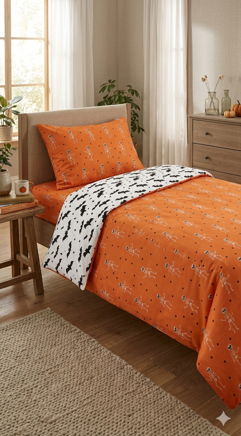 Povlečení Halloween kostlivci 140x200, 70x90 cm