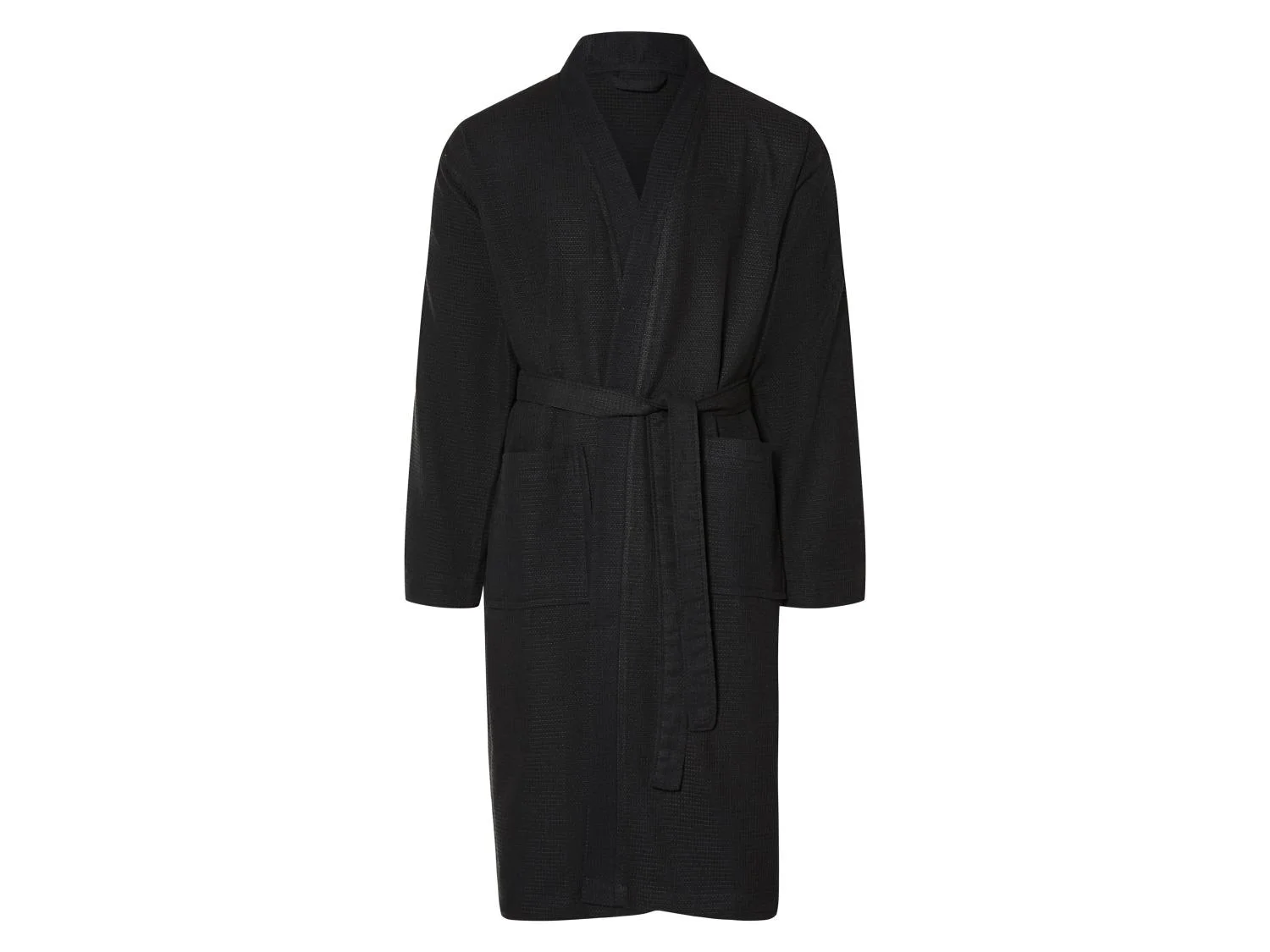 Župan unisex, s módní vaflovou strukturou, černý M