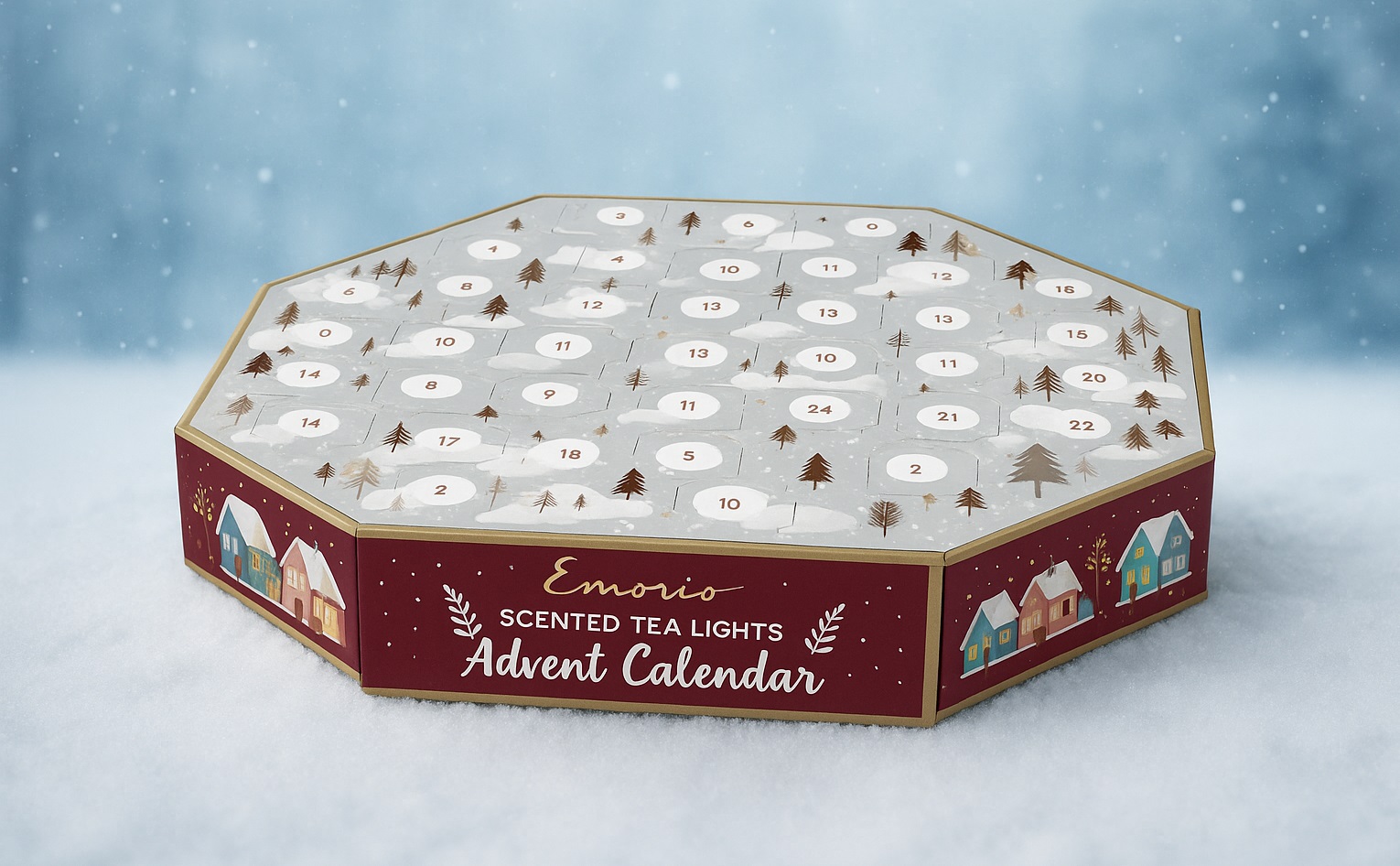 Emocio adventní kalendář čajové svíčky 24 ks vonné