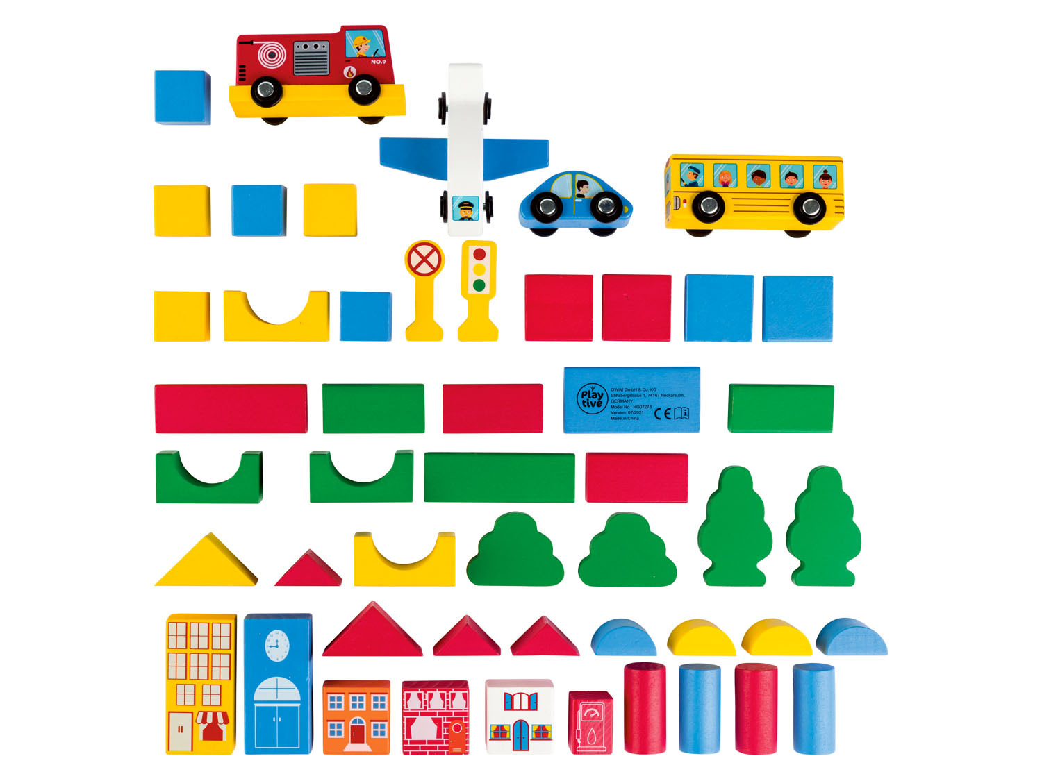 Stavební kostky z masivního dřeva 50 ks Motivy města