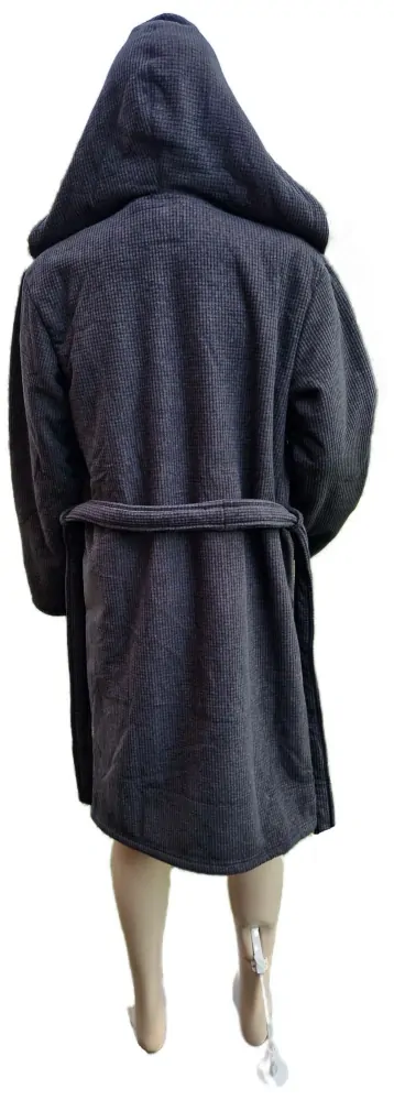 Pánský černý hrubý huňatý župan s kapucí