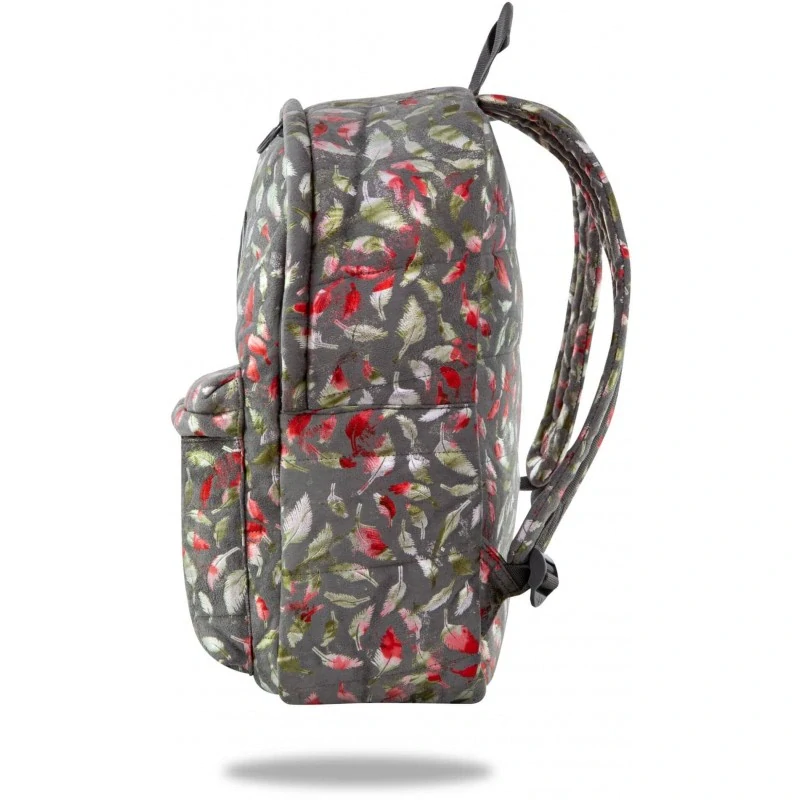 Semišový batoh CoolPack městský vintage RUBY šedý s metalickým peřím