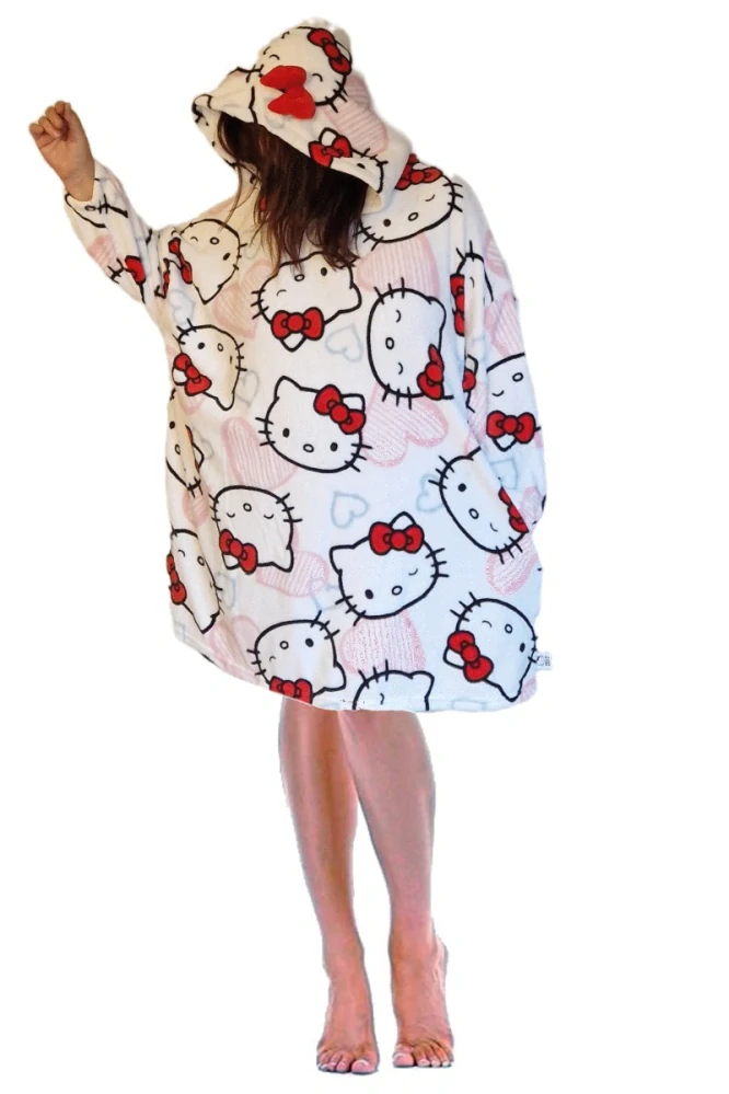 Dámské županové pončo Hello Kitty růžové UNI velikost