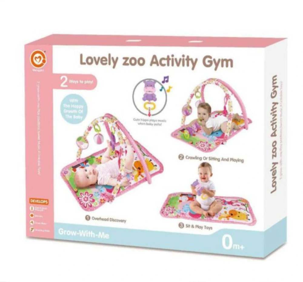 Dětská hrací deka s hrazdou růžová s melodií