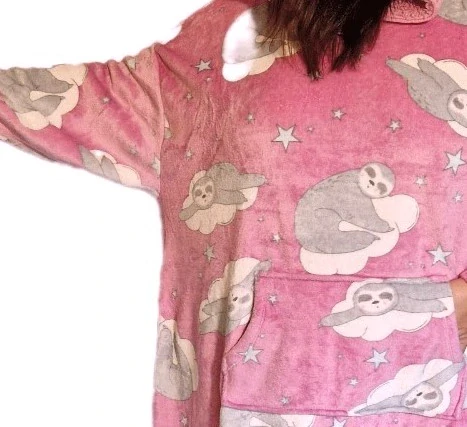 Dámské županové pončo lenochodi růžové UNI velikost