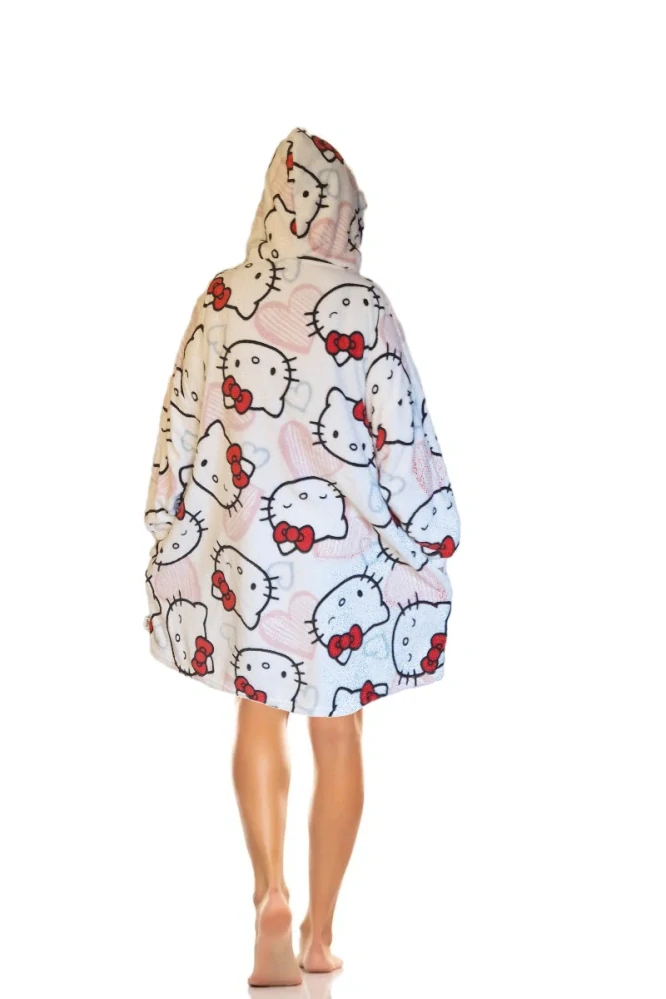 Dámské županové pončo Hello Kitty růžové UNI velikost