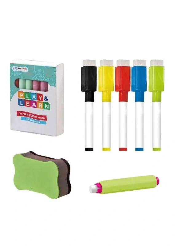 Kreslící tabulka s kufříkem, pastelky, houbička a magnetky s čísly a písmeny 50 x 35 cm