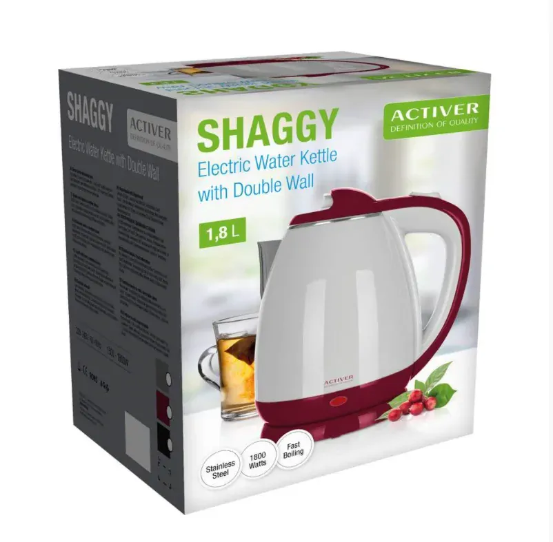 ACTIVER Varná konvice dvoustěnná SHAGGY červeno-bílá