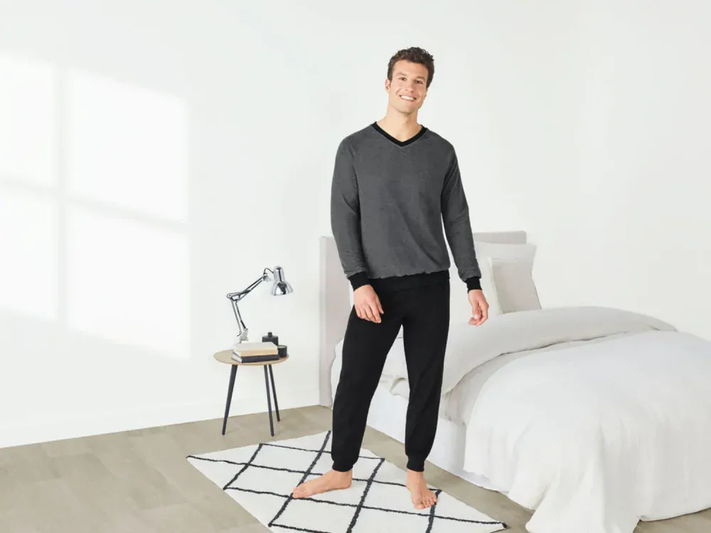 Pánské froté pyžamo černošedé