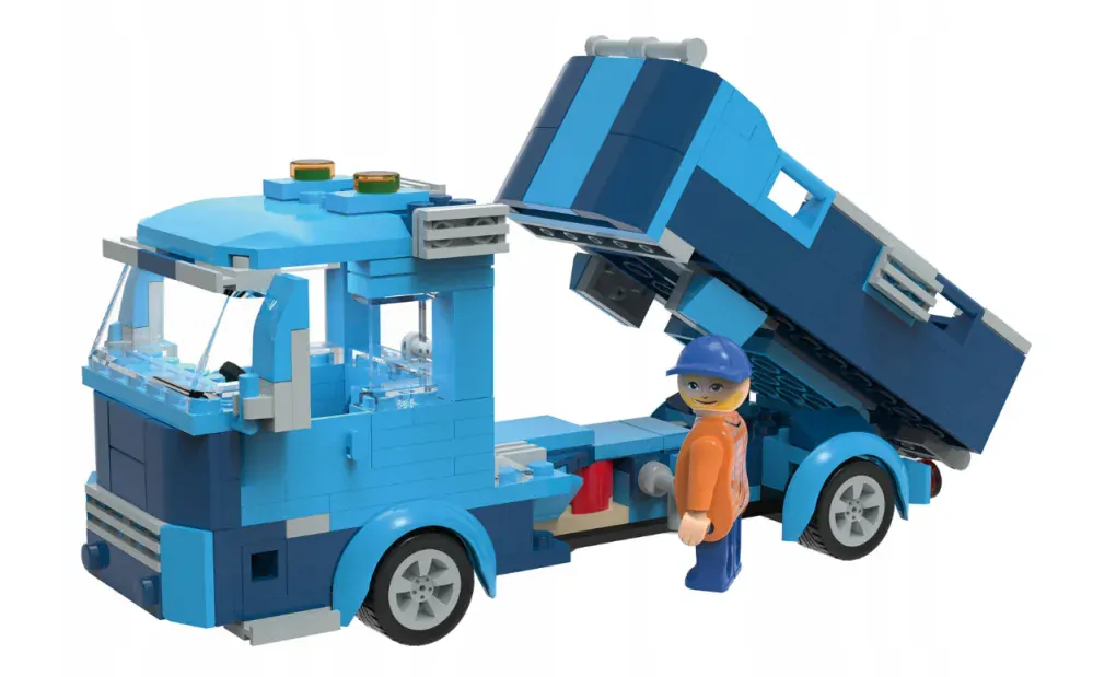 Clippys Stavebnice Karavan/sklápěcí nákladní auto/bufet  3v1 290 dílků 