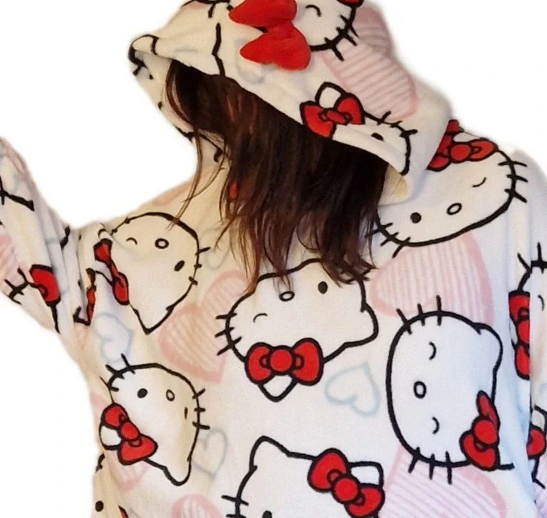 Dámské županové pončo Hello Kitty růžové UNI velikost