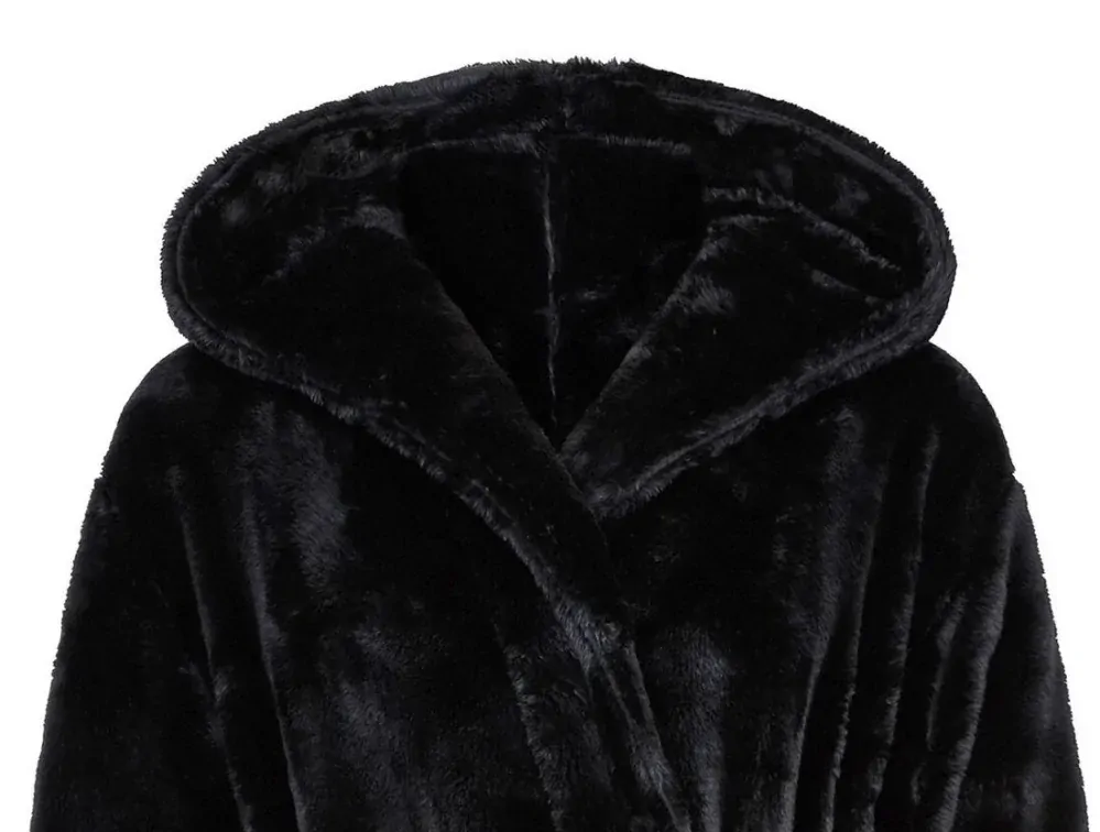 Luxusní dámský černý župan Luxury s kapucí  / 1050 g