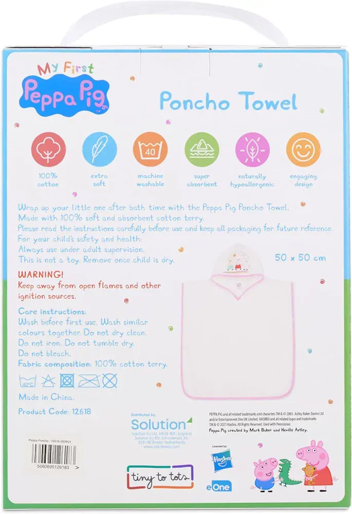 Peppa Pig Moje první Pončo - Čtvercová dětská osuška Ultra Soft 