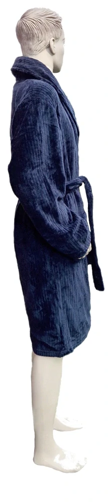 Pánský tmavě modrý župan se šálovým límcem M, L/XL