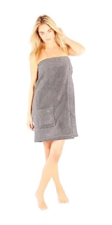 3XL Saunový kilt dámský šedý froté nadměrný 180 x 85 cm na knoflíky
