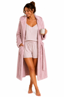 Luxusní dámský růžový župan Luxury s kapucí / 1050 g
