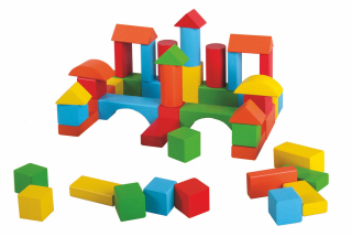 Stavebnice dřevěné kostky 60 ks