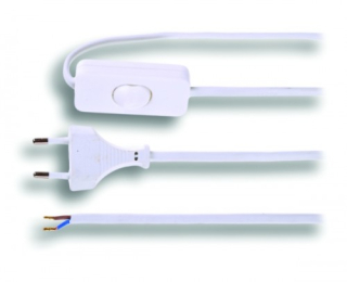 Kabel Solight Flexo šňůra, 3m, 2 x 0,75mm2, bílá, plochá, vypínač