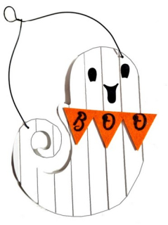 Halloween | Dřevěná dekorace duch 18 cm