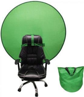 Kruhový Green screen pozadí na streamy s uchycením na židli 110 cm modrá/zelená