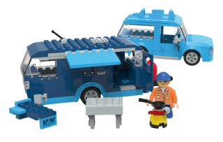 Clippys Stavebnice Karavan/sklápěcí nákladní auto/bufet  3v1 290 dílků 