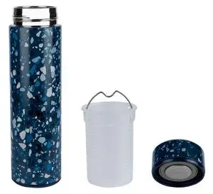 Termo láhev z nerezové oceli se sítkem 400 ml (modrá/terrazzo)