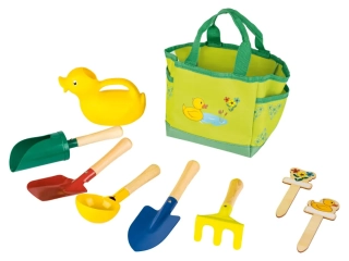 Dětská taška se zahradním náčiním zelená 9 ks