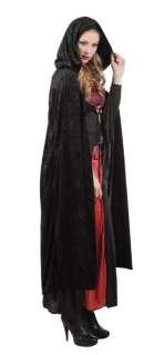 Černý plášť s kapucí pro dospělé karneval 140 cm
